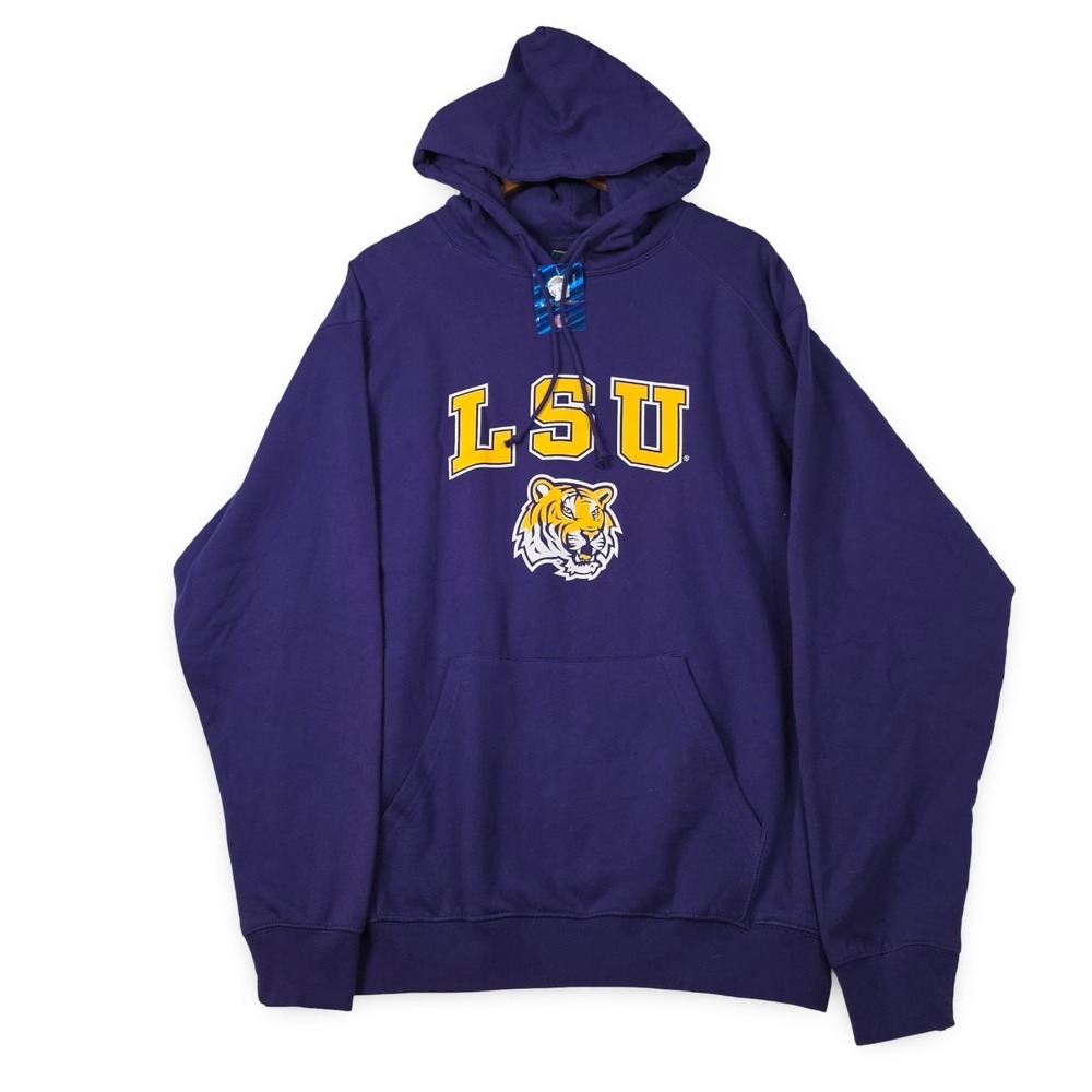 NWT LSU Tigers Hoodie Mens Large‎ Purple Pullover Sweatshirt Club Colors NCAA